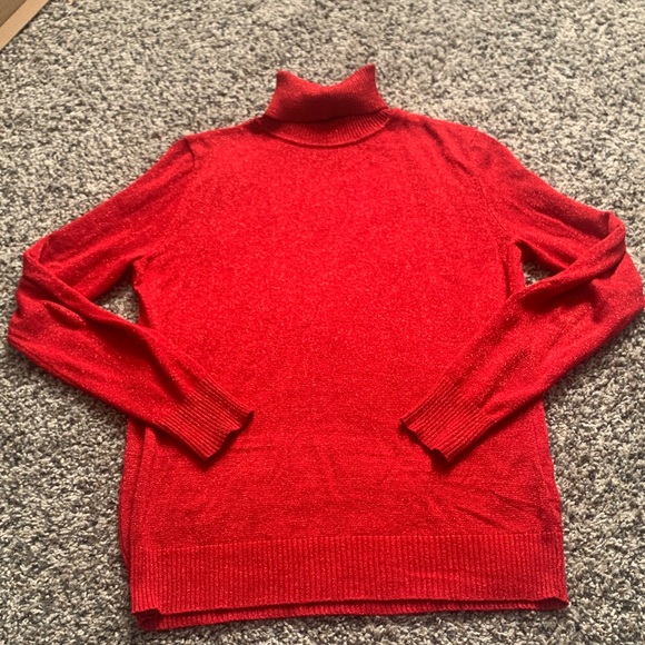 Joseph A Sweaters - Joseph A Vibrant Red Metallic Turtleneck Sweater